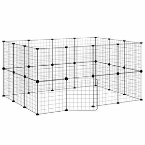 vidaXL 28-paneelinen lemmikkih&auml;kki ovella musta 140x105x70 cm ter&auml;s