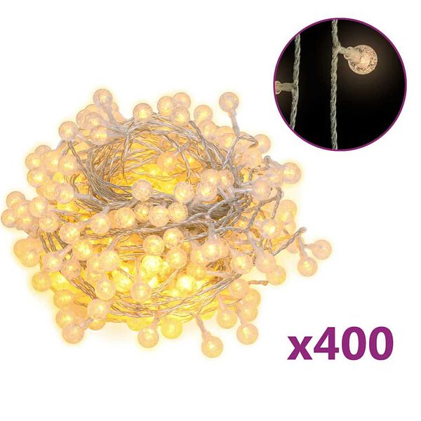 vidaXL Keijuvalonauha pallo 40 m 400 LED-valoa l&auml;mmin valk. 8-toiminen