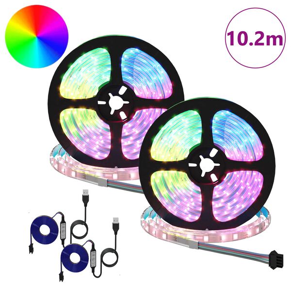 vidaXL LED-nauha 4 pcs Musta ja l&auml;pin&auml;kyv&auml; 510 x 0,8 x 0,3 cm