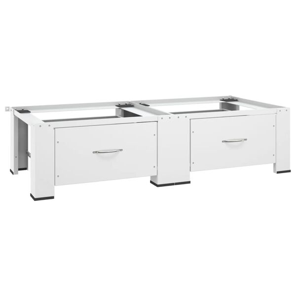 vidaXL Pesukoneen ja kuivausrummun korokejalusta laatikoilla valkoinen