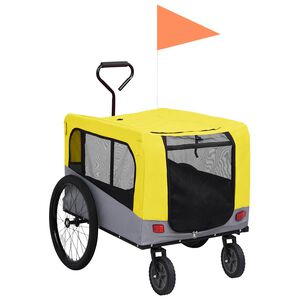 vidaXL 2-in-1 lemmikkik&auml;rry py&ouml;r&auml;&auml;n/juoksurattaat keltainen ja harmaa