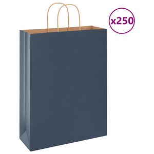 vidaXL Paperikassit 250 kpl kahvoilla sininen 32x12x42 cm