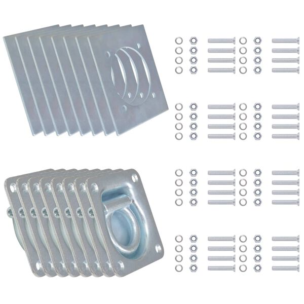 vidaXL Kiinnitysrenkaat Per&auml;k&auml;rryyn 8 kpl Galvanoitu Ter&auml;s 2000 kg