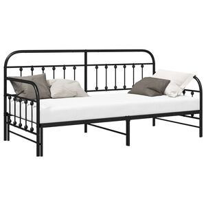 vidaXL P&auml;iv&auml;vuoteen runko Musta 90 x 200 cm Jauhemaalattu Ter&auml;s