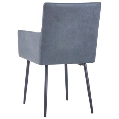 vidaXL Ruokapöydän tuolit käsinojilla 2 kpl harmaa keinomokkanahka