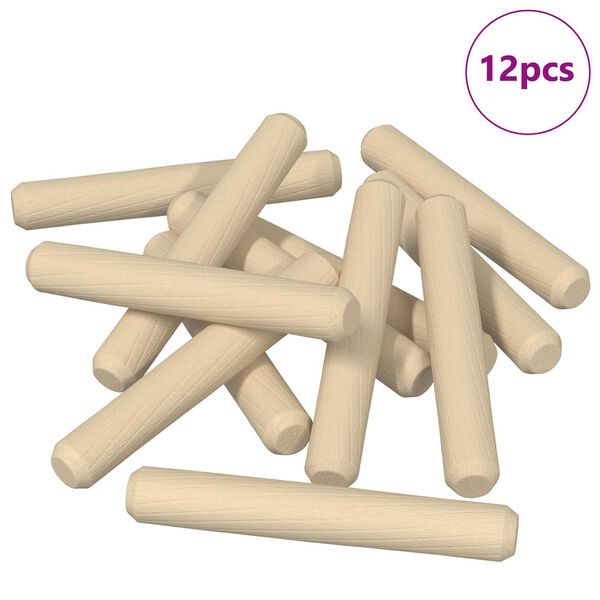vidaXL Puutapit 12 pcs Ruskea &Oslash;8 x 50 mm t&auml;ysi puu