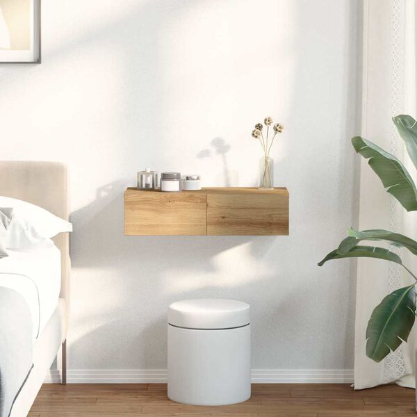 vidaXL Sein&auml;hylly laatikoilla artesaani tammi 60x26,5x15 cm lastulevy