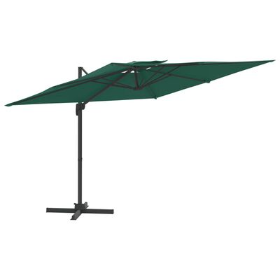 vidaXL Riippuva kaksois-aurinkovarjo vihreä 300x300 cm
