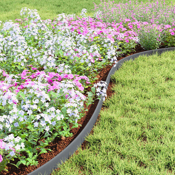 vidaXL Nurmikonreunukset Harmaa 2000 x 4 x 5 cm Muovi