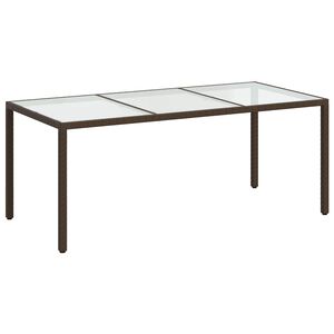 vidaXL Puutarhap&ouml;yt&auml; 190x90x75cm karkaistu lasi ja polyrottinki ruskea