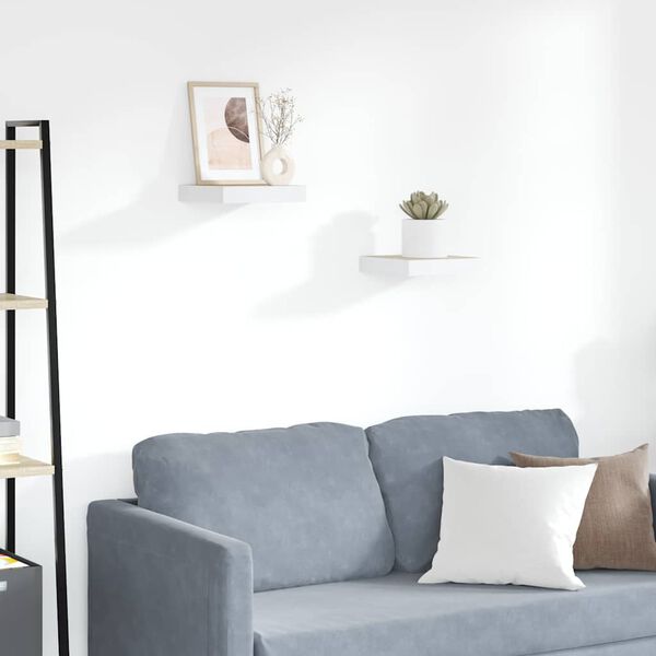 vidaXL Kelluvat sein&auml;hyllyt 2 kpl tammi ja valkoinen 23x23,5x3,8cm MDF