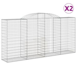 vidaXL Kaarevat kivikorit 2 kpl 300x50x140/160 cm galvanoitu rauta