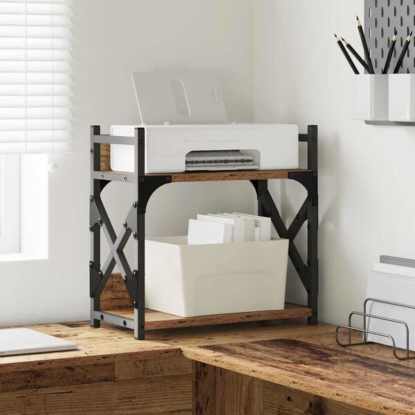 vidaXL Tulostinpidike Vanha Puu 40 x 20 x 40 cm Tekninen puu