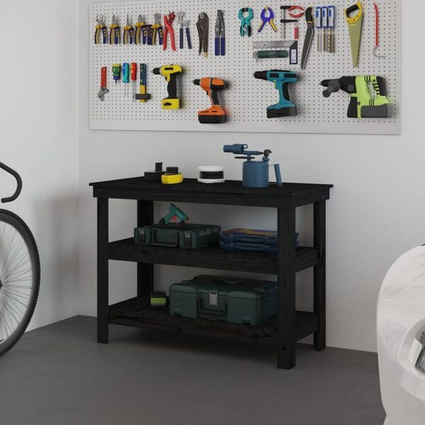 vidaXL Ty&ouml;penkki musta 110,5x50x80 cm t&auml;ysi m&auml;nty