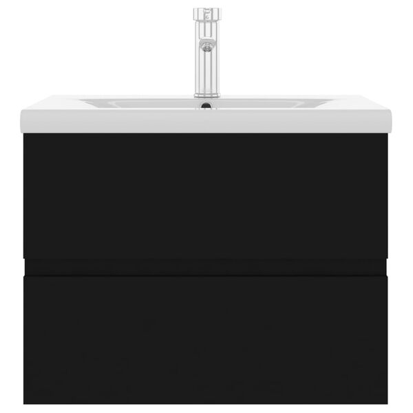 vidaXL Allaskaappi sis&auml;&auml;nrakennetulla altaalla musta lastulevy