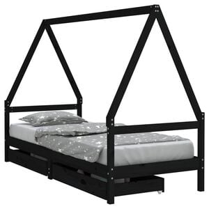vidaXL Lasten s&auml;ngynrunko laatikoilla musta 80x200 cm t&auml;ysi m&auml;nty