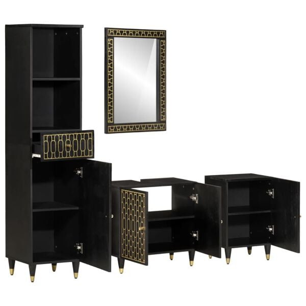 vidaXL 4-osainen Kylpyhuoneen kalustesarja täysi mangopuu