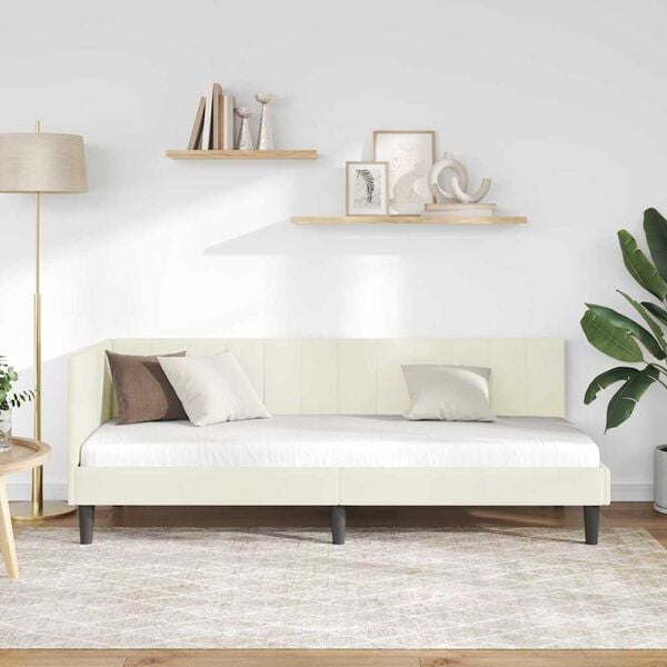 vidaXL Kulmavuoteen runko p&auml;&auml;tyll&auml; Kerma 80 cm x 200 cm Sametti