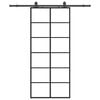 vidaXL Liukuovi asennustarvikkeilla musta 90x205 cm ESG lasi