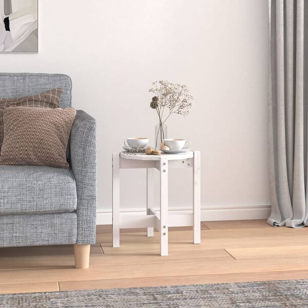 vidaXL Sohvapöytä valkoinen Ø 42,5x45 cm täysi mänty