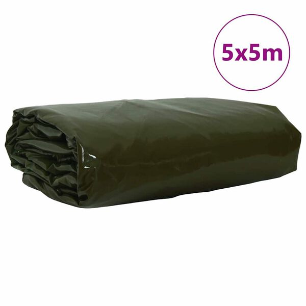 vidaXL Pressu 650g / m&sup2; Oliivivihre&auml; 5 x 5 m Kangas PVC-pinnoitteella