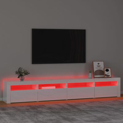 vidaXL TV-taso LED-valoilla korkeakiilto valkoinen 240x35x40 cm