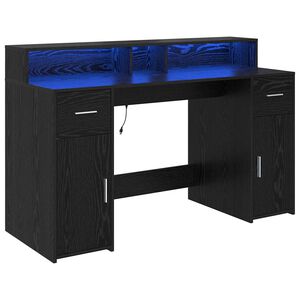 vidaXL P&ouml;yt&auml; laatikon kanssa Musta tammi 140 x 55 x 91 cm Tekninen puu