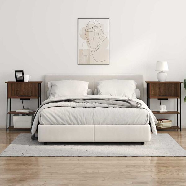 vidaXL Yöpöytäkaappi Ruskea tammi 55 x 31 x 76 cm Tekninen puu