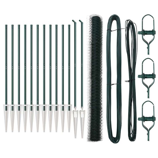 vidaXL Aitalatu Vihre&auml; 25 x 1,6 m (50 mm verkko) Ter&auml;st&auml; ja PVC:t&auml;