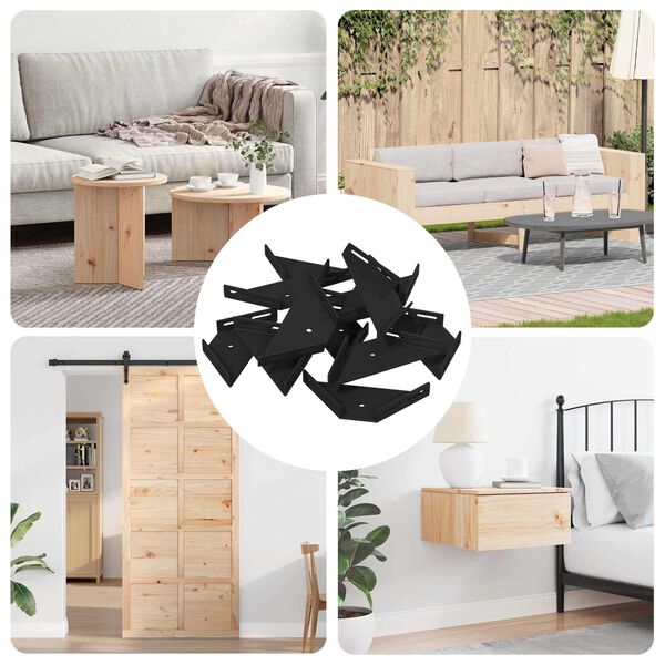 vidaXL Kulma-tuki 12 pcs Musta 138,5 x 50,5 x 16 mm Rauta