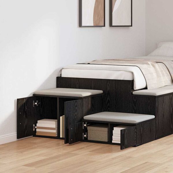 vidaXL S&auml;ilytyskaappi 2 pcs Musta tammi. 103 x 41 x 40 cm Tekninen puu