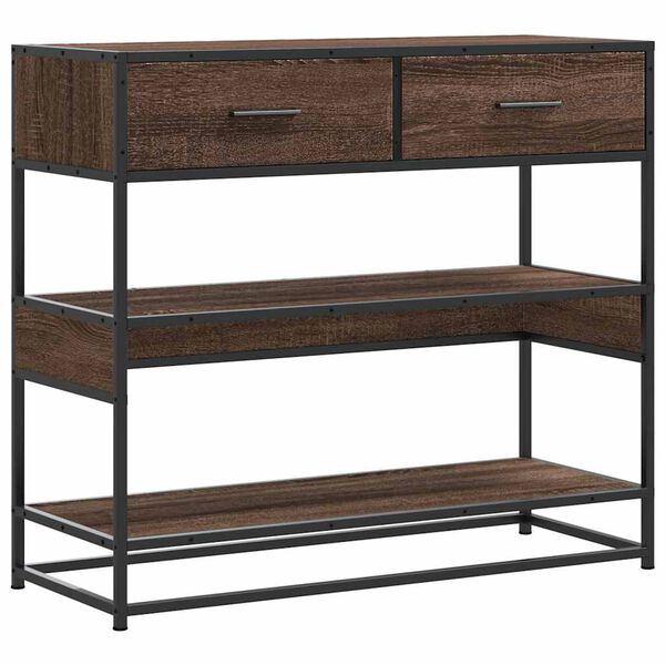 vidaXL Konsolipöytä ruskea tammi 90x35x80 cm tekninen puu