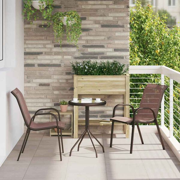 vidaXL Puutarhan Bistro Set 3 pcs Ruskea Ter&auml;s
