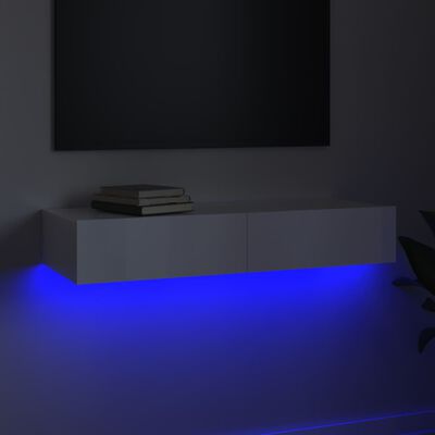 vidaXL TV-taso LED-valoilla korkeakiilto valkoinen 90x35x15,5