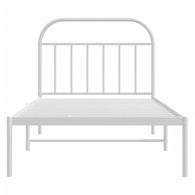 vidaXL Metallinen sängynrunko päädyllä valkoinen 100x190 cm