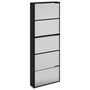 vidaXL Kenk&auml;kaappi peilill&auml; 5 tasoa musta 63x17x169,5 cm