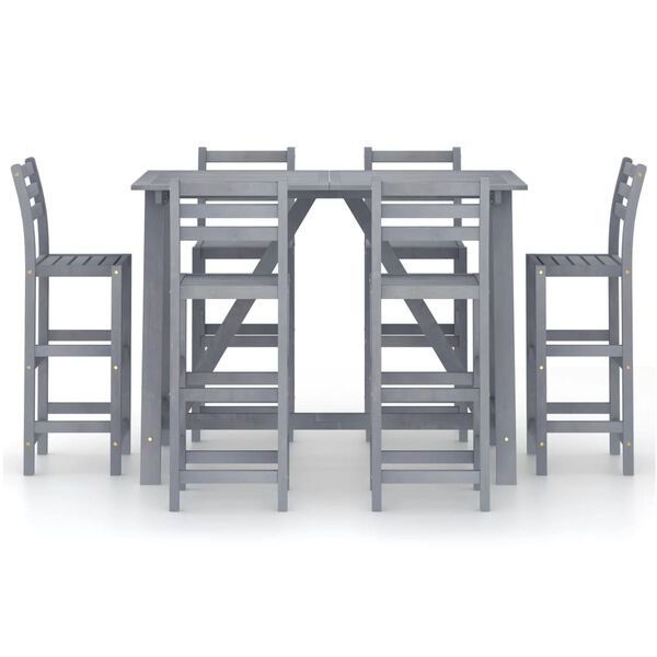 vidaXL 7-osainen Ulkobaariryhm&auml; harmaa t&auml;ysi akaasiapuu