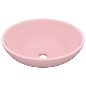 vidaXL Ylellinen pesuallas ovaali matta pinkki 40x33 cm keraaminen