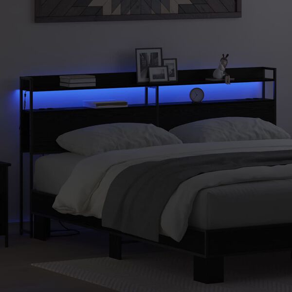 vidaXL S&auml;ilytysp&auml;&auml;ty hyllyll&auml; p&auml;&auml;tyll&auml; Musta tammi 180 cm Tekninen puu