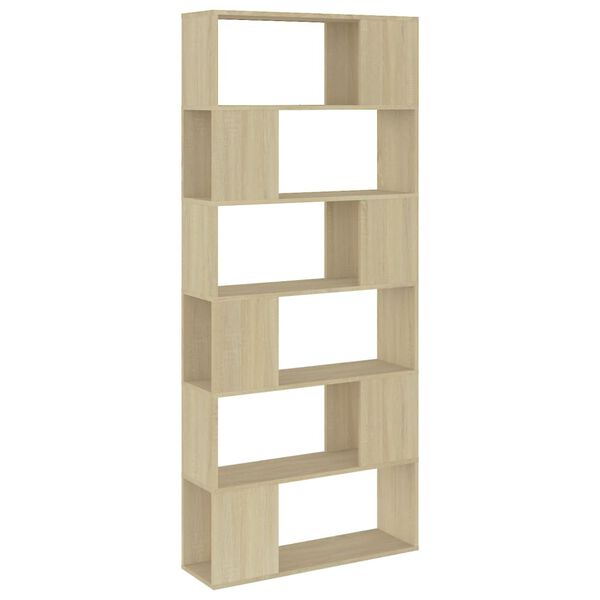 vidaXL Kirjahylly/tilanjakaja Sonoma-tammi 80x24x186 cm tekninen puu