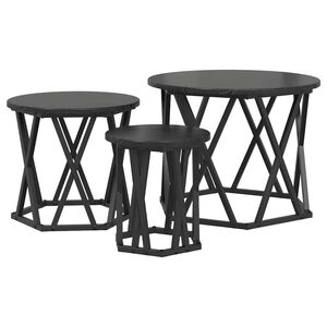 vidaXL Pes&auml;tty sivup&ouml;yt&auml; 3 pcs Musta tammi. Kehitetty puu ja ter&auml;s