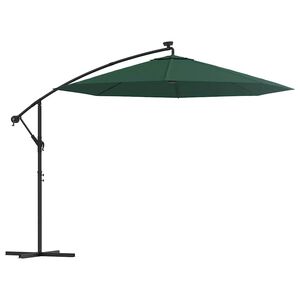 vidaXL Roikkuva P&auml;iv&auml;nvarjo LED-valoilla 300cm Metallitanko vihre&auml;