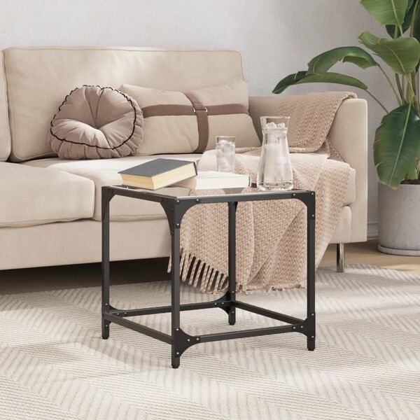 vidaXL Sohvapöytä läpinäkyvä lasinen pöytälevy 40x40x40 cm teräs