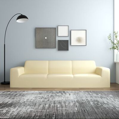 vidaXL Joustava 4-istuttavan sohvan päällinen kerma polyesteri jersey