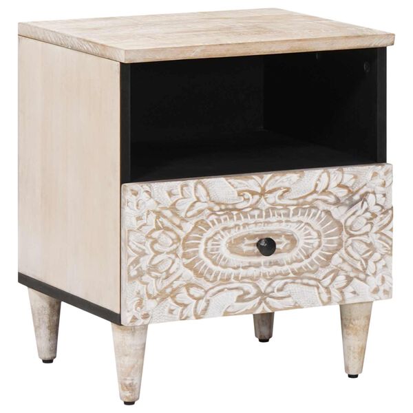 vidaXL S&auml;nkykaappi Valkoinen 40 x 33 x 46 cm Kiinte&auml; mango puu