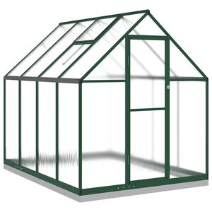 vidaXL Kasvihuone pohjarungolla vihre&auml; 224x169x202 cm alumiini
