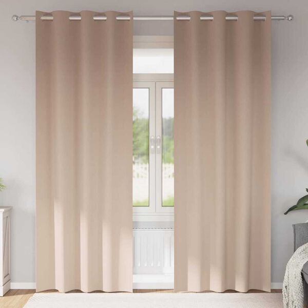 vidaXL Piment&auml;v&auml; verho renkailla 2 pcs Harmaanruskea 245 x 140 cm