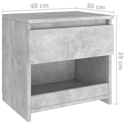 vidaXL Yöpöytä betoninharmaa 40x30x39 cm lastulevy