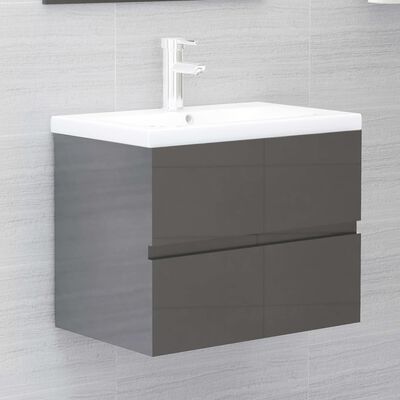 vidaXL Kaksiosainen kylpyhuoneen kalustesarja harmaa lastulevy