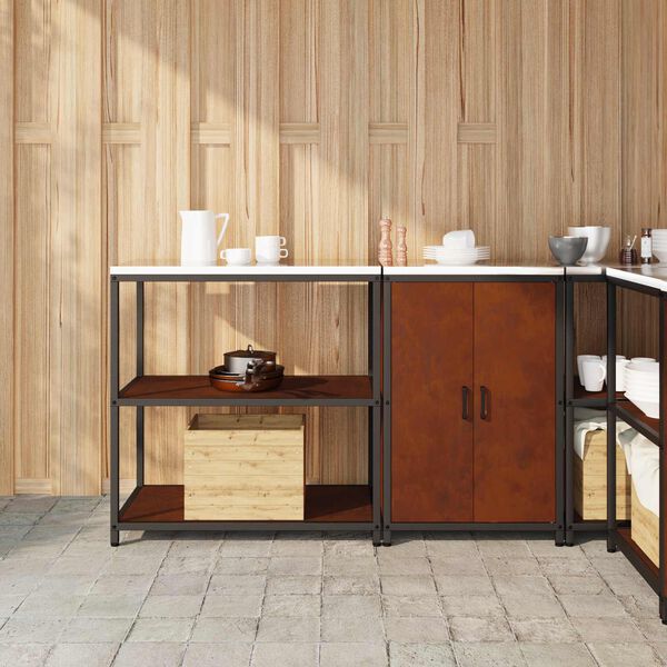 vidaXL Keitti&ouml;n s&auml;ilytyssarja hyllyll&auml; 2 pcs Ruosteinen Kulunut Ter&auml;s